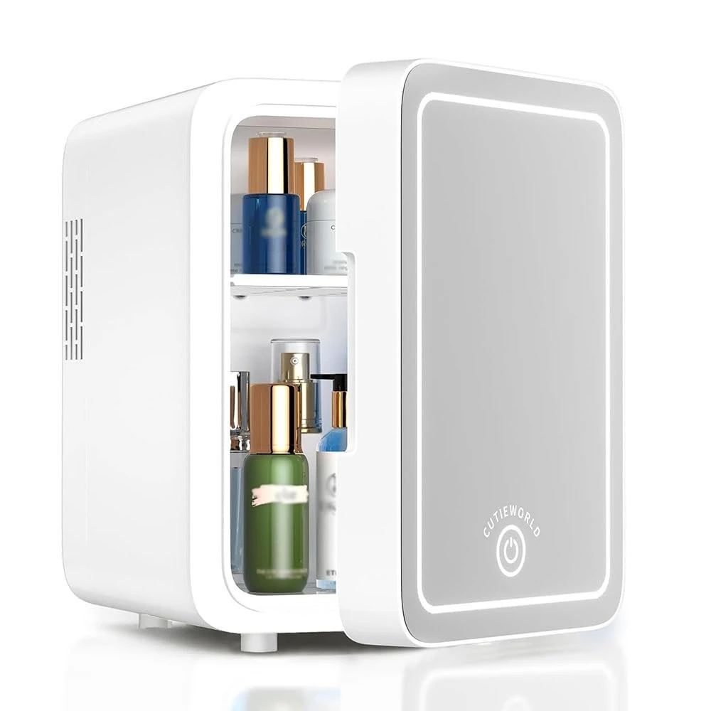 6L Mini Fridge, Makeup Fridge With Dimmable LED Light Mirror, Thermoelectric Cooler and Warmer Compact Refrigerators, Portable Small Refrigerator for Skincare, Food, Bedroom, Office and Car ( Color :