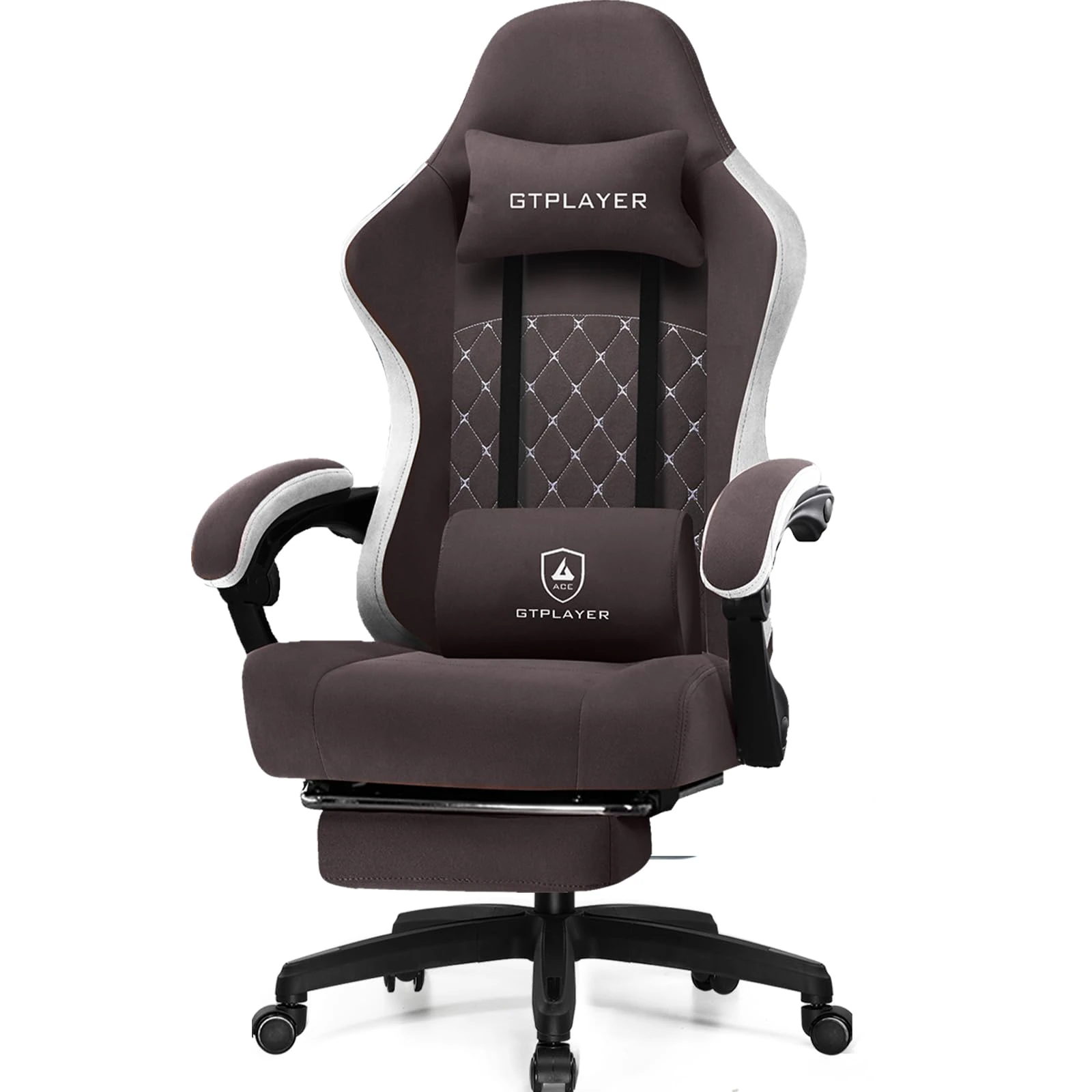 GTPLAYER Fabric Gaming Chair with Footrest, Ergonomic Computer Desk Chair with Pocket Spring Cushion Home Office High Back Support Lumbar Support Heavy Duty Wide