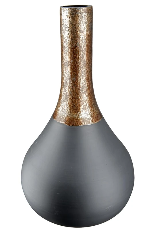 GILDE Decorative Vase Bottle Vase Made of Glass – Flower Vase Modern Decoration Living Room Table Decoration – Colour: Black Gold – Height 37 cm