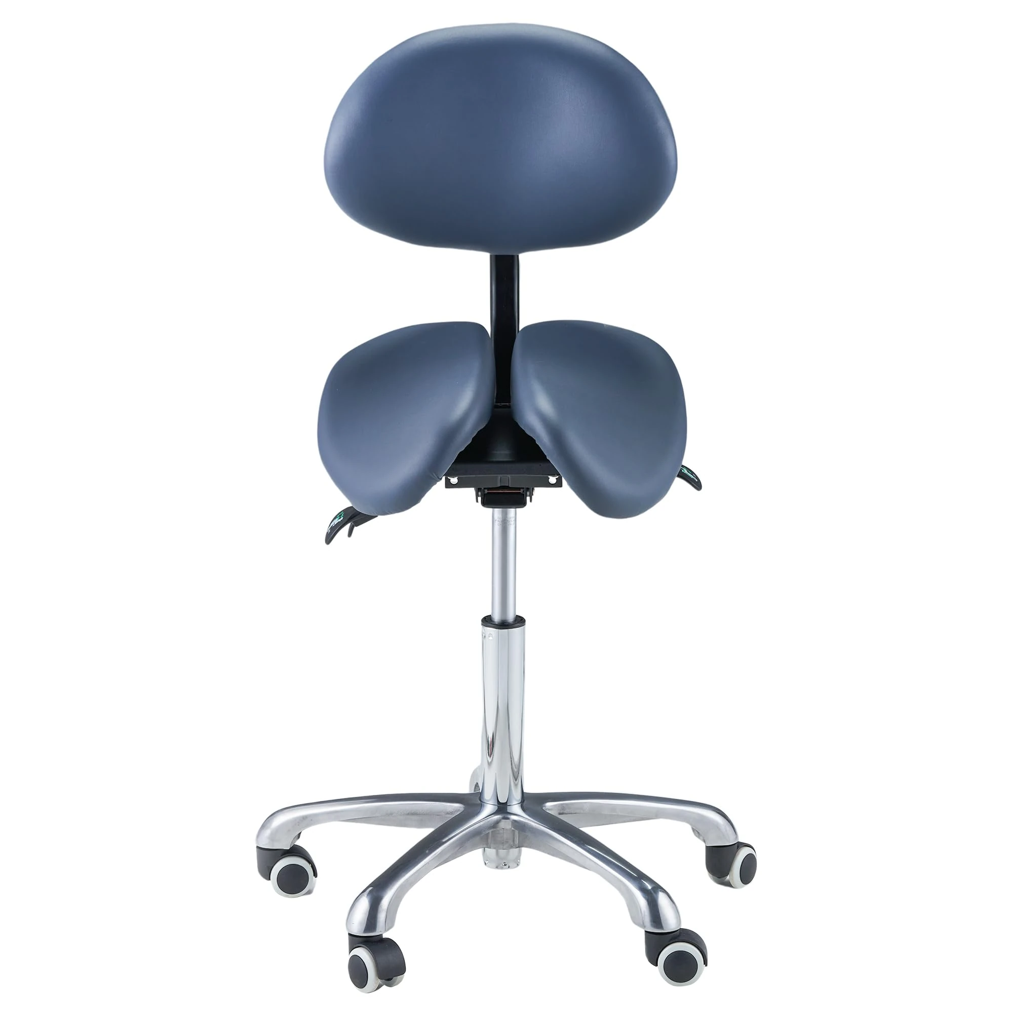 Master Massage Berkeley Ergonomic Saddle Stool -Two Split Part Seat Stool- Hydraulic Swivel Rolling Saddle Posture Chair with Backrest and Adjustable Title Angle and Height