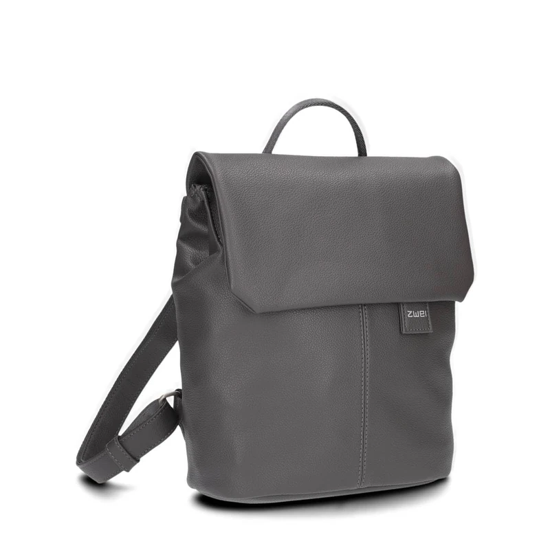 Zwei Mademoiselle.M MR8 Women's City Backpack 4 Litre Soft Faux Leather Magnetic Closure Flap Main Compartment with Zip Padded Tablet Divider Back Padding, Rock, standard size, Casual