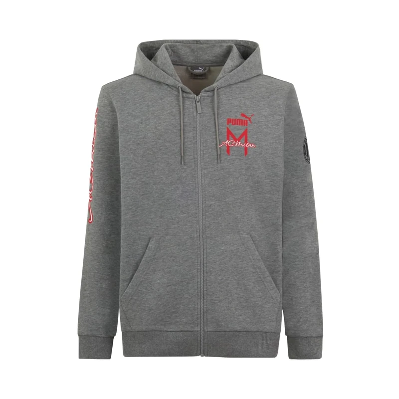 AC Milan PUMA Ftblicons Unisex Adult Hooded Sweatshirt (Pack of 1) Grey