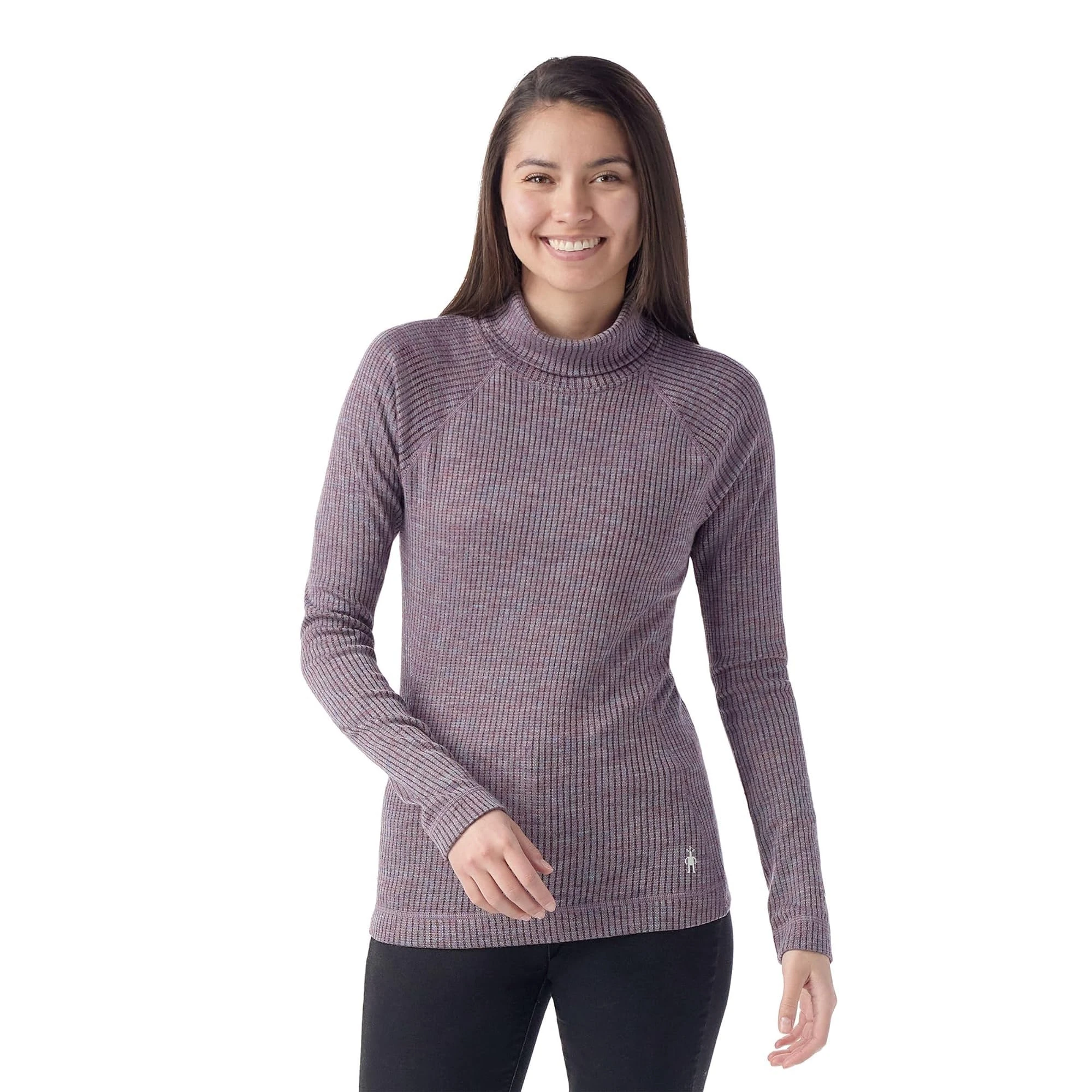 Smartwool Women's Standard Thermal Merino Rib Turtleneck, Chalk Violet Heather