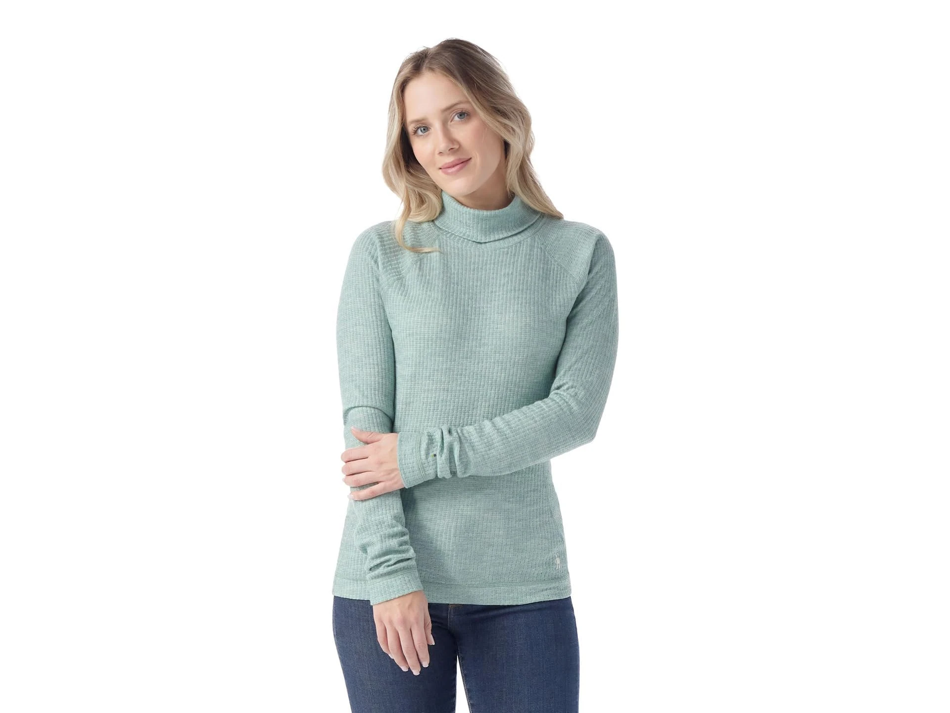 Smartwool Women's Standard Thermal Merino Rib Turtleneck, Arctic Green Heather