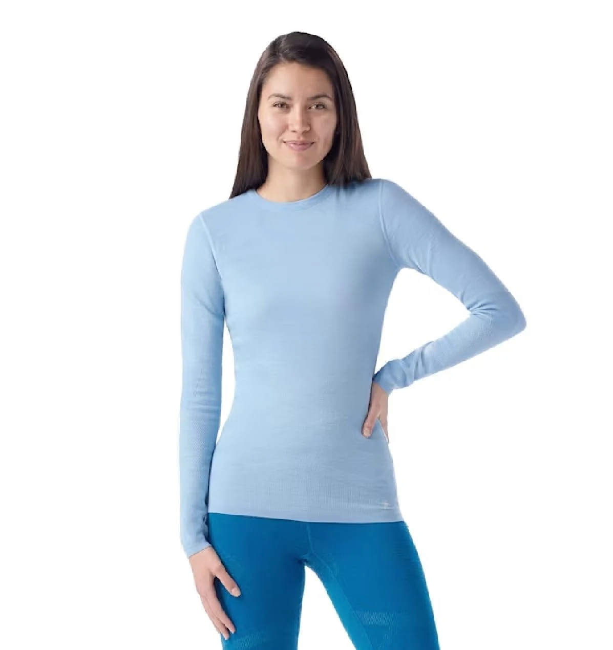 Smartwool Women's Standard Intraknit Thermal Merino Base Layer Crew, Serene Blue-White