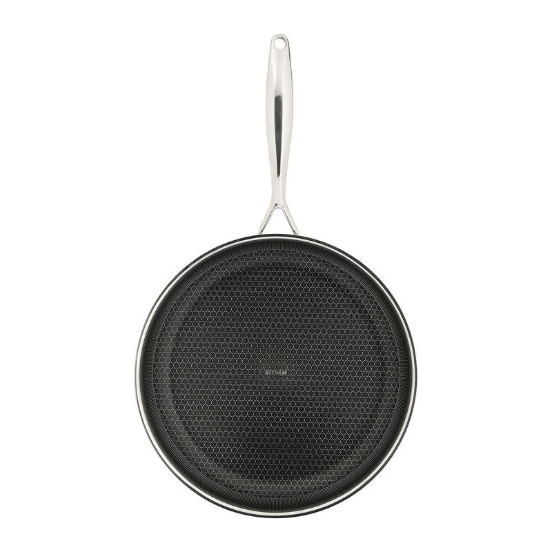 Sitram 715066 Triply Stainless Steel Frying Pan Diameter 30 cm - Honeycomb Coating Non-Stick and Scratch-Resistant PFOA-Free - Suitable for All Heat Sources Including Induction