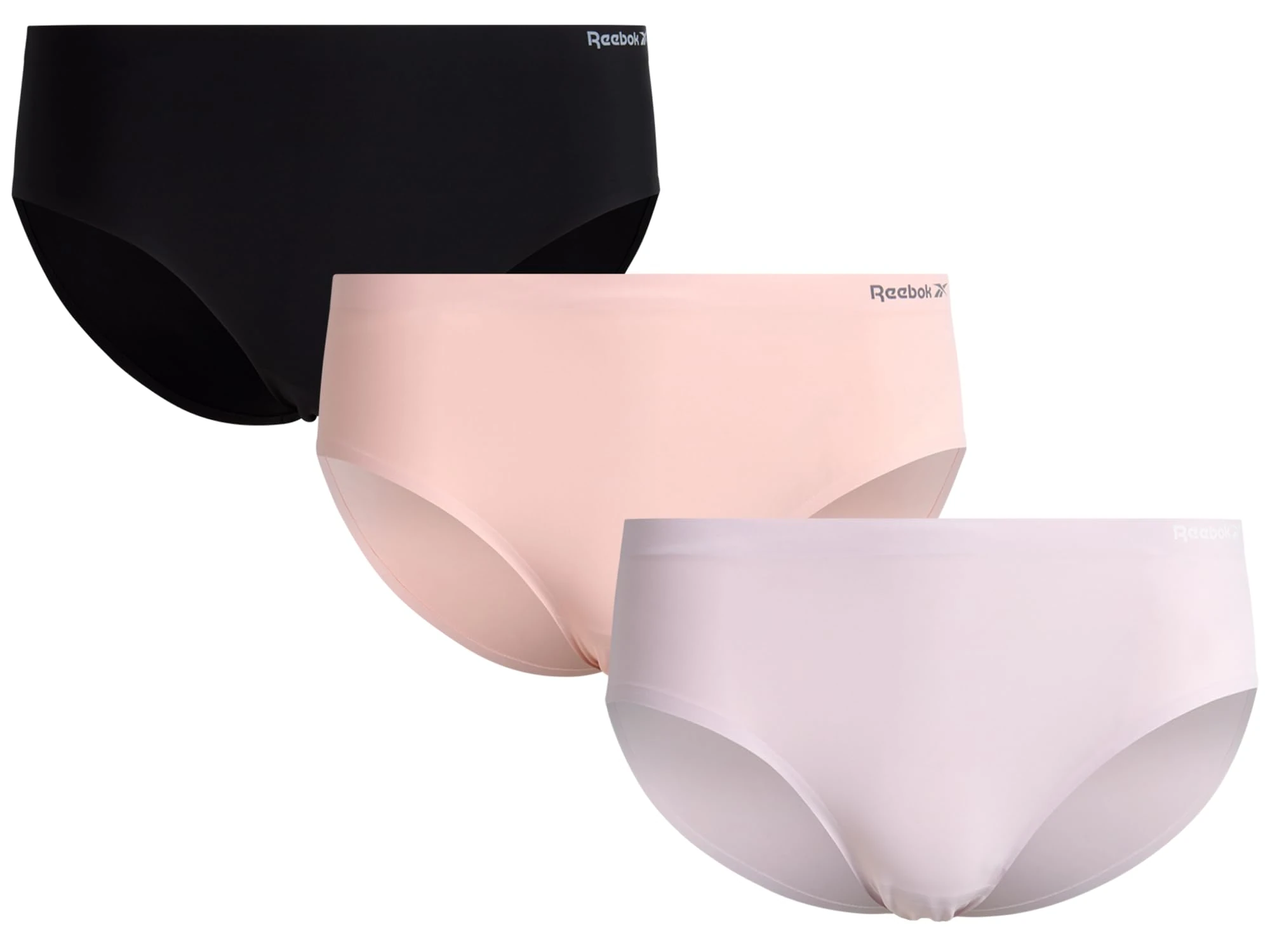 Reebok Women's Hipster Panties - 3 Pack Tag Free Stretch Performance Stay-Put Seamless Underwear for Women (Sizes: S-XL), Orchid Hush/Lotus/Black, M