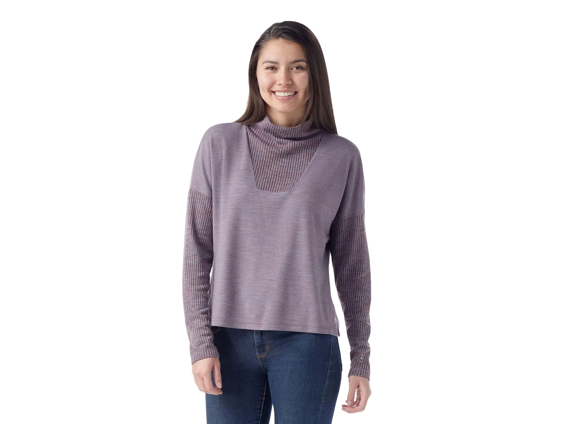 Smartwool Women's Standard Thermal Merino Rib Top, Chalk Violet Heather