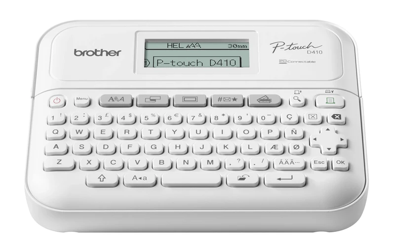 Brother PT-D410 Versatile Desktop Label Printer | P-Touch Desktop Labeller | QWERTY Keyboard | Highly durable labels up to 18mm wide, UK Plug