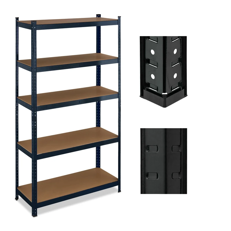 Relaxdays Heavy-Duty Shelving, up to 500 kg, Dividable, Cellar, Garage, Plug-in Storage, 180 x 100 x 40 cm, Steel, Black