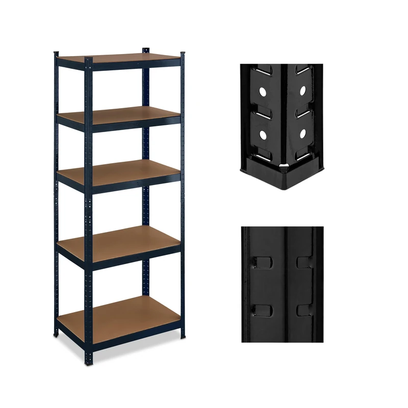 Relaxdays Heavy-Duty Shelving, up to 500 kg, Dividable, Cellar, Garage, Plug-in Storage, 180 x 70 x 45 cm, Steel, Black