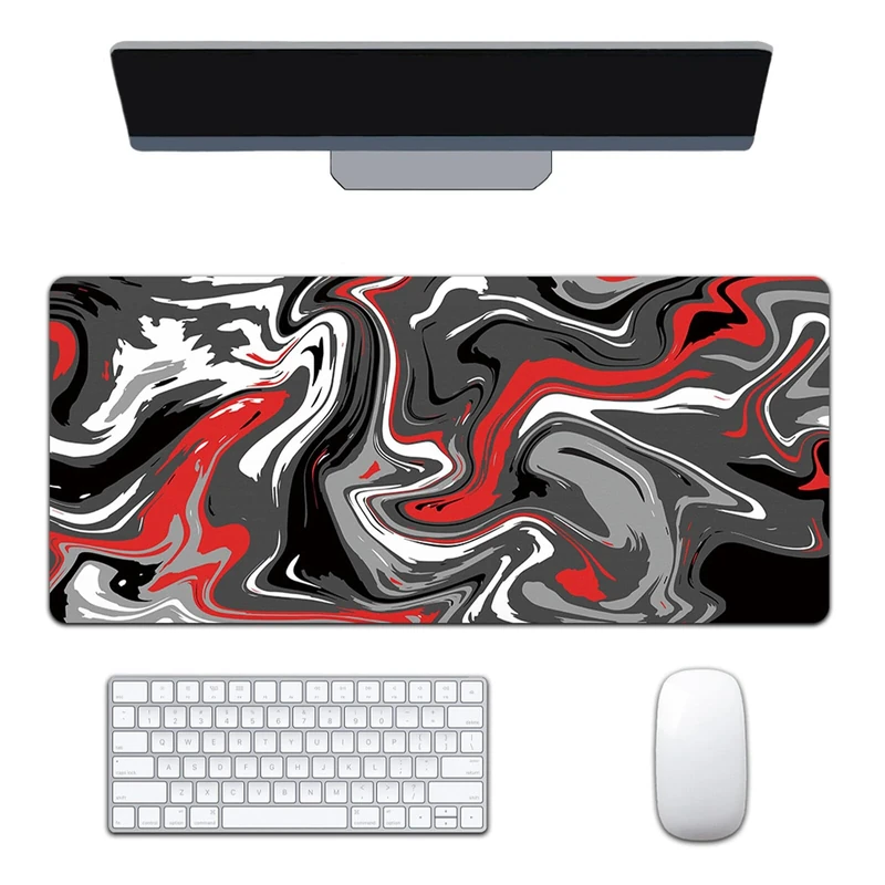 Heiqlay Topographic Mouse Pad, Large Gaming Mouse Pad 900 x 400mm, Gaming Mouse Mat with Stitched Edges, Mousepad Improved Precision and Speed, Mousemat for Home Office Gaming Room (Black Red)