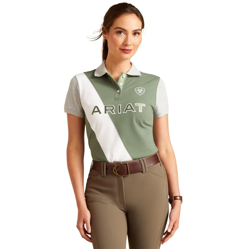 ARIAT Womens Taryn Short Sleeve Polo Shirt - Duck Green