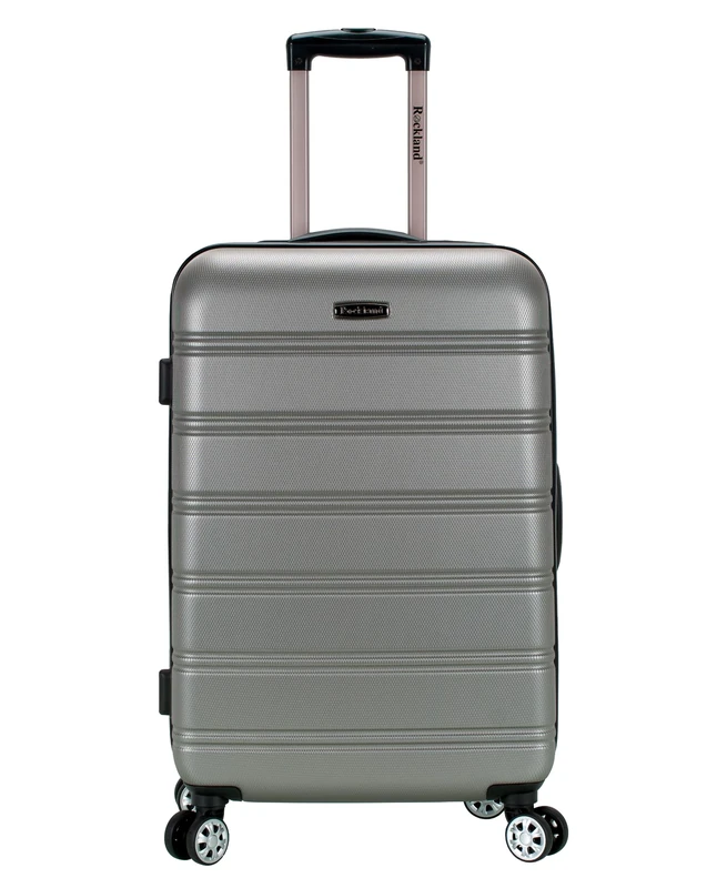 Rockland Santa Fe Hardside Spinner Wheel Luggage, Silver, 24" Medium, Melbourne Hardside Expandable Luggage with Spinner Wheels