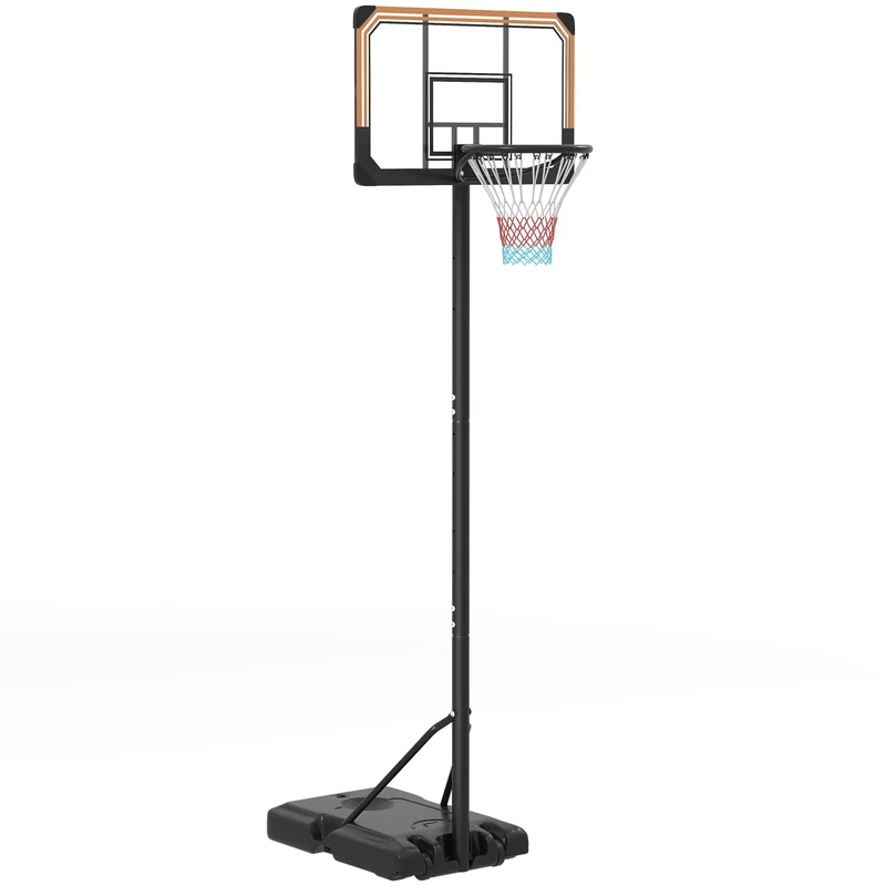 SPORTNOW Height Adjustable Basketball Hoop and Stand, Freestanding Basketball Stand, Net, System with Wheels, Enlarged Base, PC Backboard for teenager, 1.82-2.13(m) - Black - Image 1