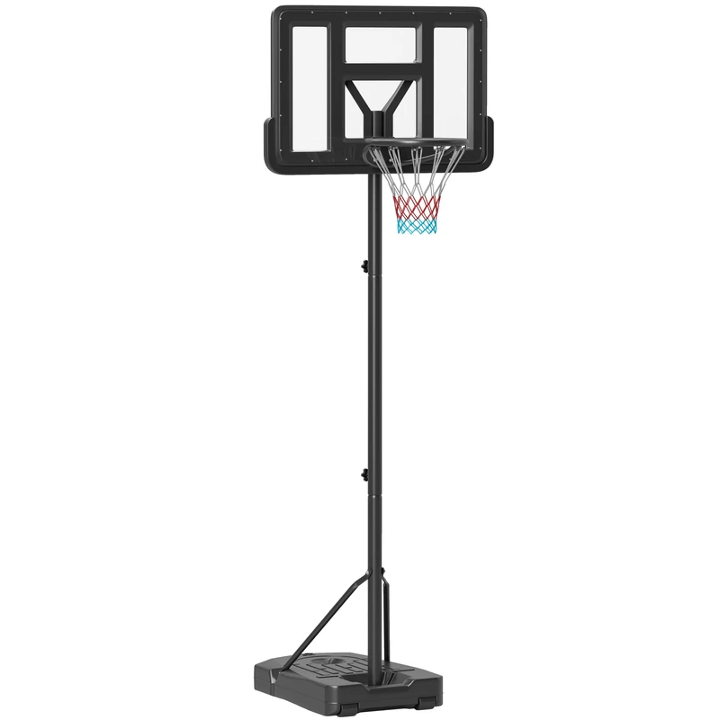 SPORTNOW Height Adjustable Basketball Hoop and Stand, Freestanding Basketball Stand, Net w/Wheels, Enlarged Base, PE Backboard, 2-3.05m - Black