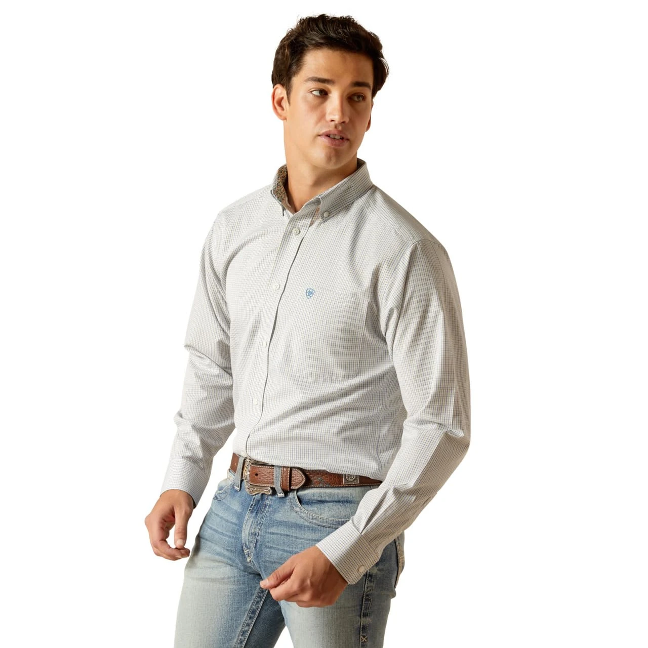 Ariat Men's Wrinkle Free Kaeden Fitted Shirt, White, S