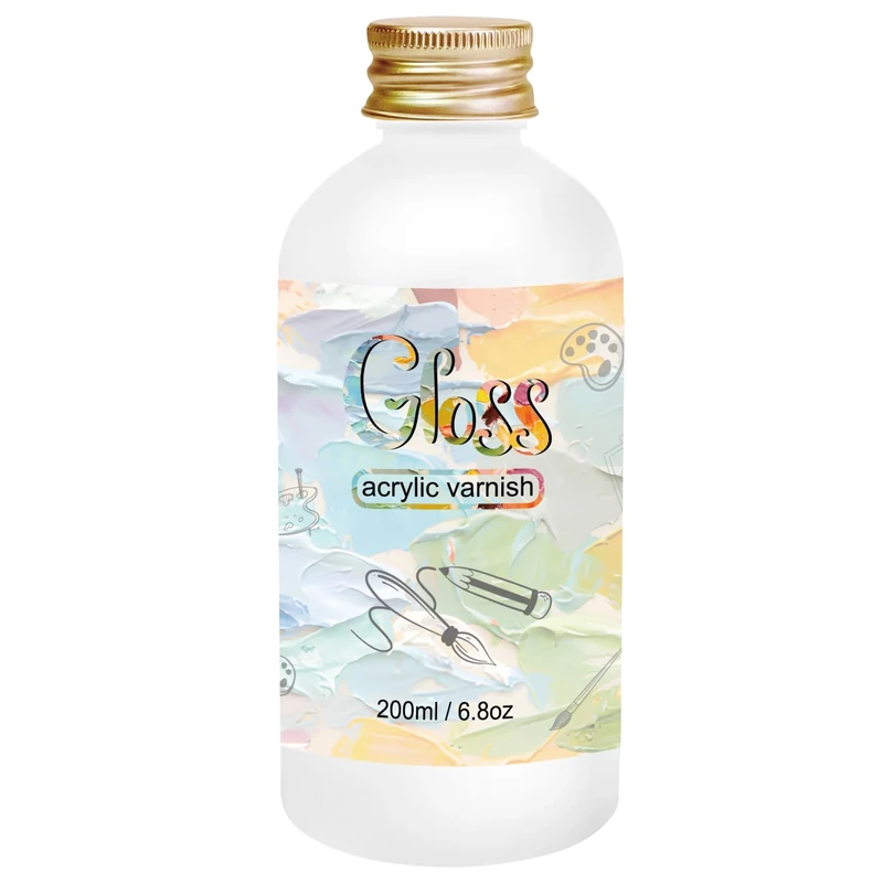 Gloss Varnish for Acrylic Painting, 200ml Clear Varnish Keeps Paintings from Yellowing, Cracking, and Dust, Maintains Permanent Color