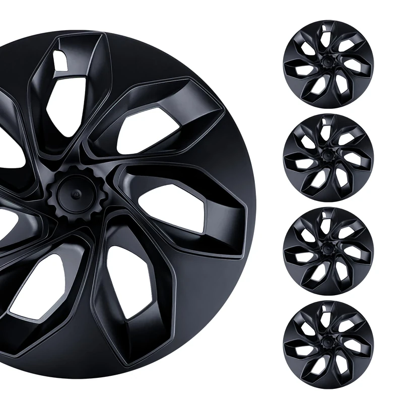 2024 Upgraded 19 Inch Wheel Cover Compatible with Tesla Model Y Wheel Cover Hubcap Replacement,Black Fashion Accessories Fit for Tesla Model Y 2024 2023 2022 2021 2020, Set of 4