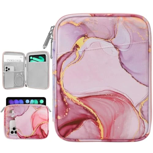 Dadanism 8-9 Inch Tablet Sleeve Bag Carrying Case for iPad Mini 7th/6th 8.3", iPad Mini 7.9", Galaxy Tab A7 Lite/A9 8.7", reMarkable Paper Pro Move 7.3" 2025, Tab M8 8", Tab M9 9", Cloudy Pink