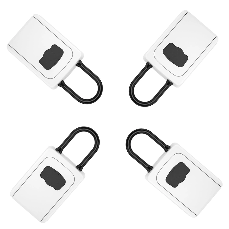 Portable Key Lock Box, Upgrade Clearly Visible Numbers, Lock Box Wall Mounted for House Key, 5 Key Capacity, Weatherproof Resettable Code (4 Pack, White)