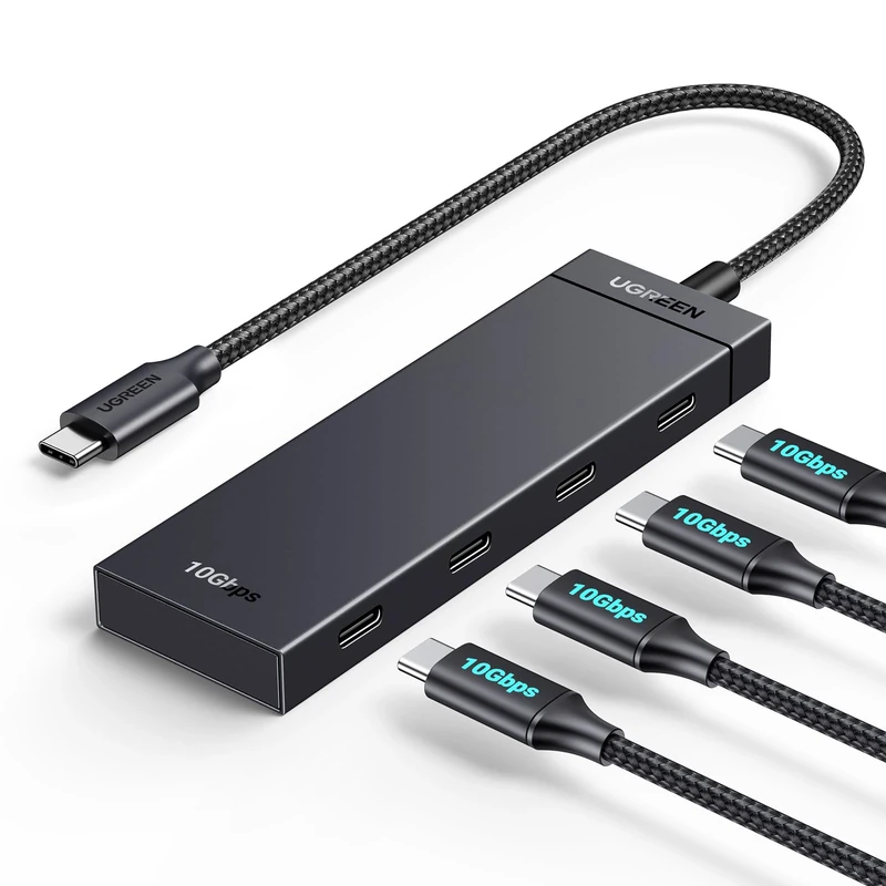 UGREEN USB C Hub 10Gbps, Splitter with 4 USB-C Ports, 30CM Cable, USB 3.2 Hub Multiport Adapter Compatible with MacBook Pro, MacBook Air, iPad Pro, iPad Mini 6 and iPhone 15/16/17, Plug and Play