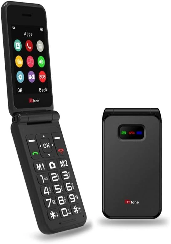 TTfone TT760 4G USB-C Mobile Phone for the Elderly, Simple and easy to use flip folding cell cheap and easy to use, O2 Pay as you go with £10 Credit (with Dock Charger, Black)