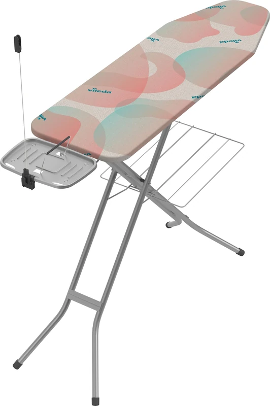 Vileda Prestige Ironing Board with Ironing Support with Reversible Ironing Board Cover, Cotton Ironing Board Cover, Safe Transport, Laundry Basket