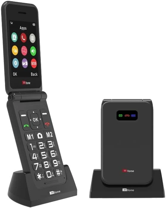TTfone TT760 4G USB-C Mobile Phone for the Elderly, Simple and easy to use flip folding cell cheap and easy to use, EE Pay as you go with £10 Credit (with Mains Charger, Black)