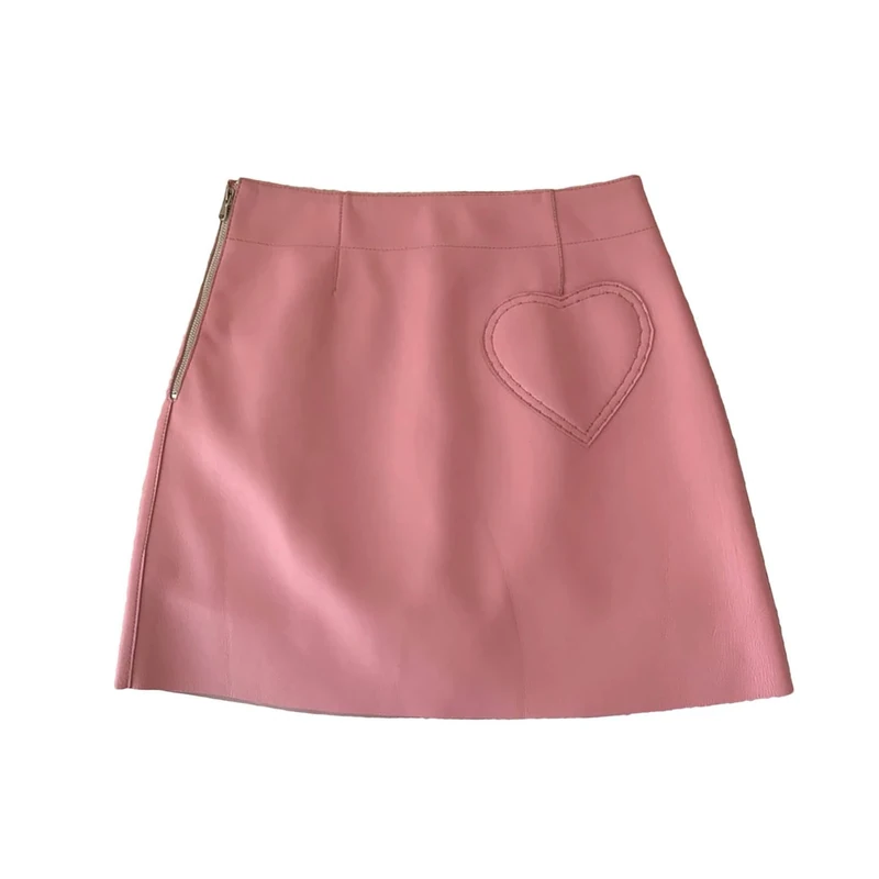 Genuine Leather Short Skirt Woman Spring High Waist A-Line Side Zipper Slimming Wrap Buttocks Sheepskin Mini Skirt