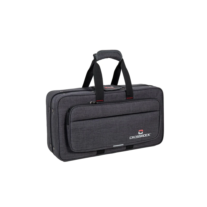 Crossrock Lightweight Foam Trumpet Case | Oxford Shell, Backpack Straps, Accessory Pocket – Rectangular Student Gig Bag for Bb Trumpet - Dark Grey(CRP200TRDG-R)
