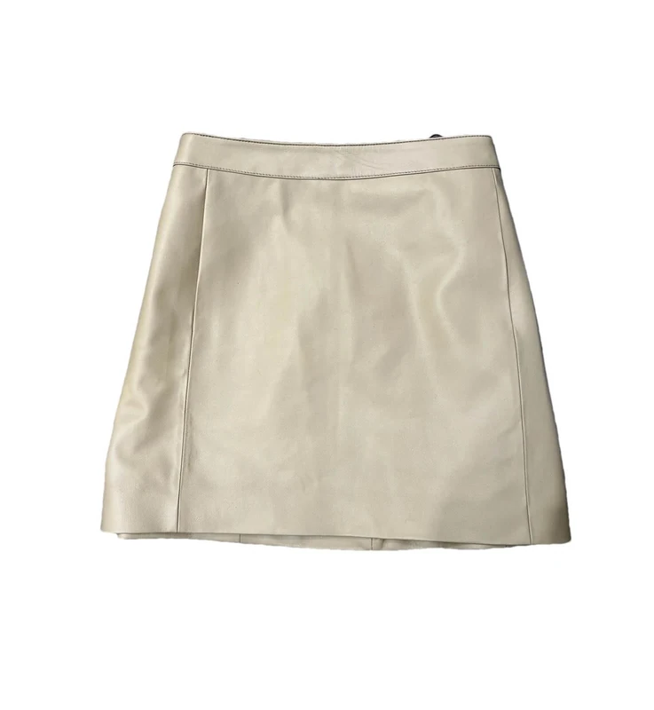 Sheepskin Leather Skirt Women High Waist Skirt Spring Autumn Slim Mini Skirt Leather Shorts Khaki
