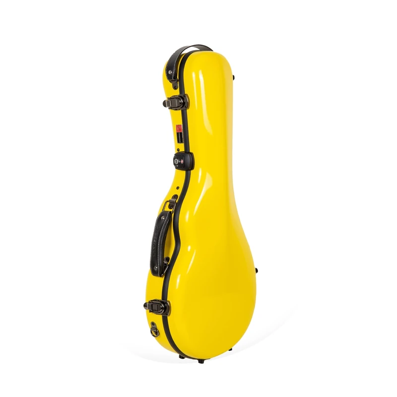 CrossRock Fiberglass F-Style Mandolin Case with Accessory Pocket, Back Strap, TSA Lock - Yellow (CRF2020MFYL)