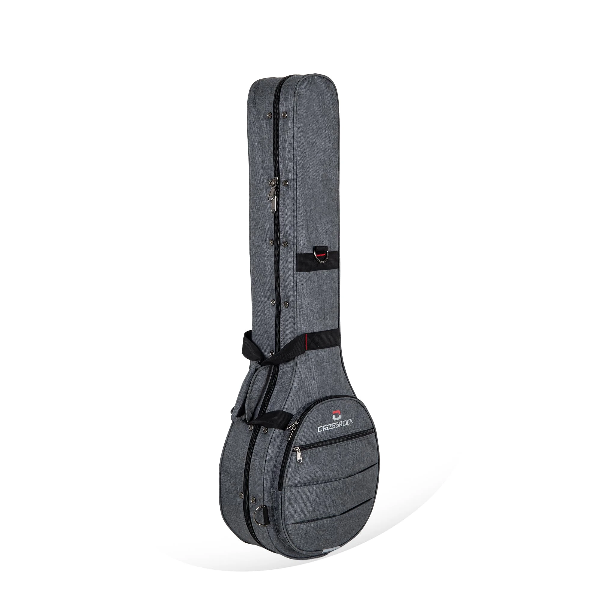 Crossrock Lightweight Foam Case fits Greek Bouzouki- with Removable Shoulder Straps, Storage Compartment & External Pocket-Dark Grey (CRP200BODG)