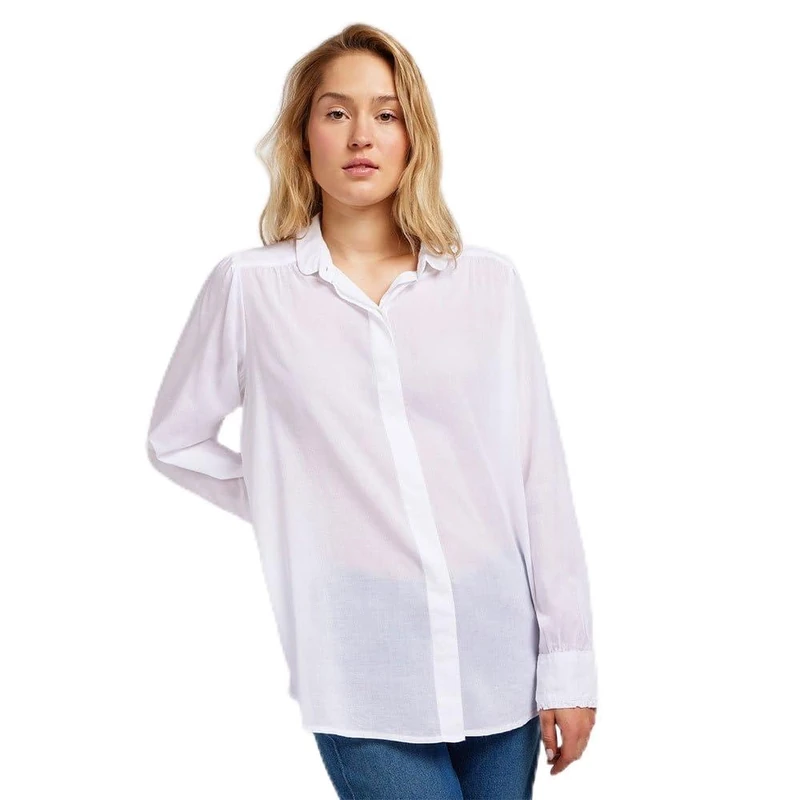 Lee Women's Shirred Blouse Shirt, Bright White, XL