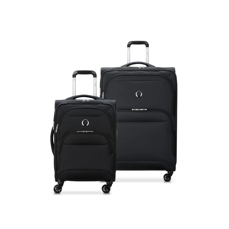 DELSEY PARIS Sky Max 2.0 Softside Expandable Luggage with Spinner Wheels, Black, 2-Piece Set (21/28), Sky Max 2.0 Softside Expandable Luggage with Spinner Wheels