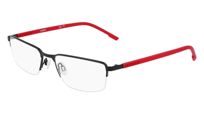 Flexon E1146 004 Satin Black/Crimson Eyewear Man, Rectangle, 54