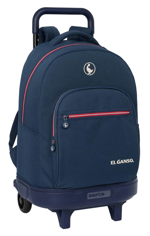 Safta EL GANSO Classic - Large Backpack with Wheels, Compact, Removable, Ideal for Children of Different Ages, Comfortable and Versatile, Quality and Resistance, 33 x 22 x 45 cm, Navy Blue, Navy,