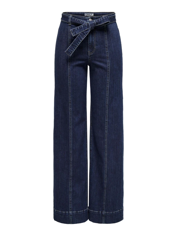 ONLY Womens Female Mit Weitem Bein Onlmadison Hohe Taille Beinschnitt Jeans, Dark Denim Blue, S / 34L UK