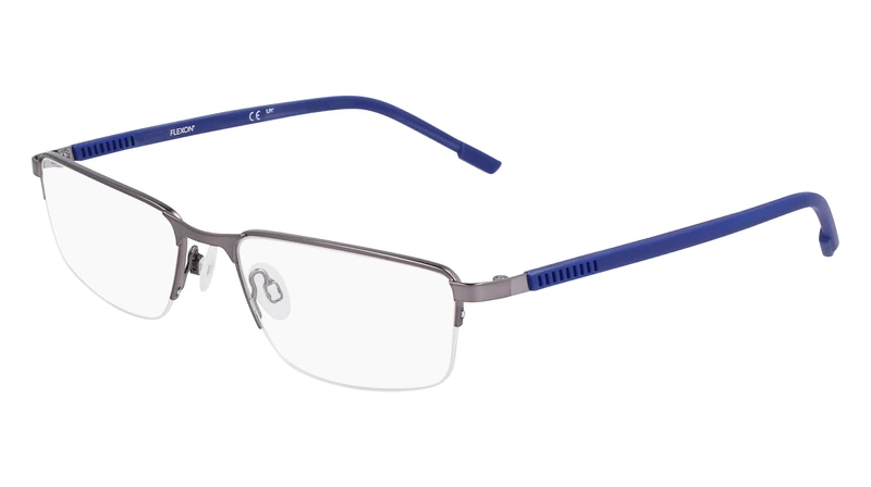 Flexon E1146 073 Satin Gunmetal/Navy Rectangle Eyewear - 54mm