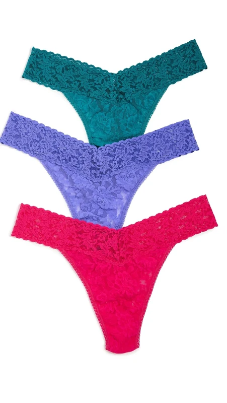hanky panky Women's 3 Original Rise Thongs, Basic Multi, One Size