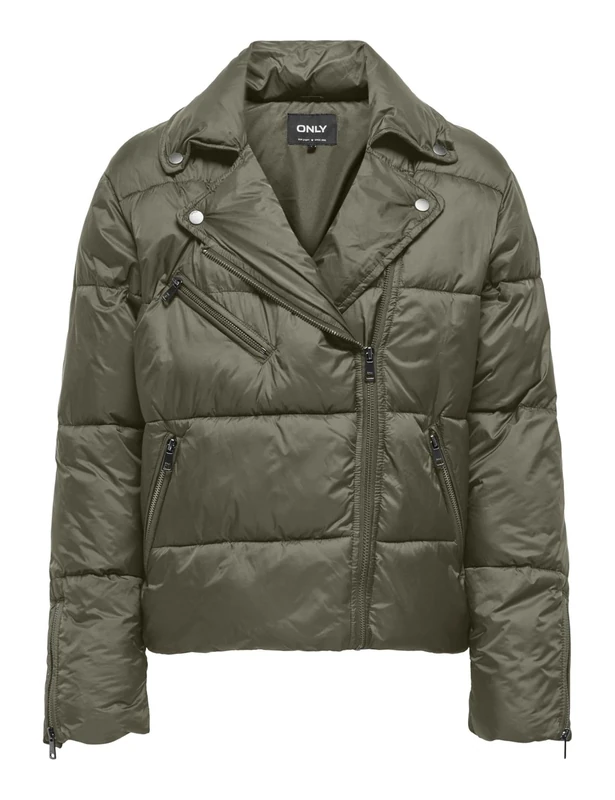 ONLY Women's Onlvanilla Puffer Biker Jacket OTW Quilted, Brown, XS