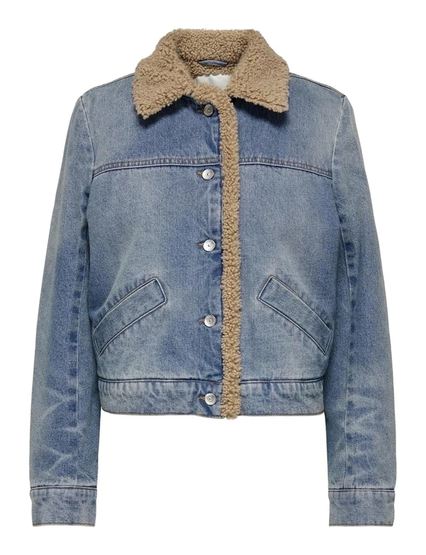 ONLY Women's Onlnadya LS Teddy DNM Jacket GUA Jacket, Blue, XS, blue, XS
