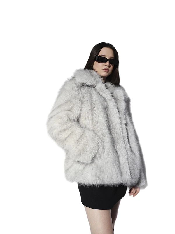 ONLY Women's Onlrubina Faux Fur Jacket OTW, Gray, XS - Image 1