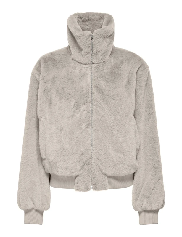 ONLY Women's Onlvenice Faux Fur Bomber OTW Jacket, Gray, M