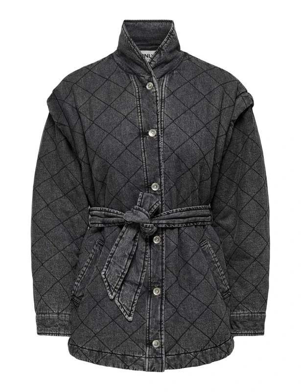 ONLY Women's ONLFRANCES LS Quilt DNM Jacket GUA Jacket, Grey, S, Gray, S