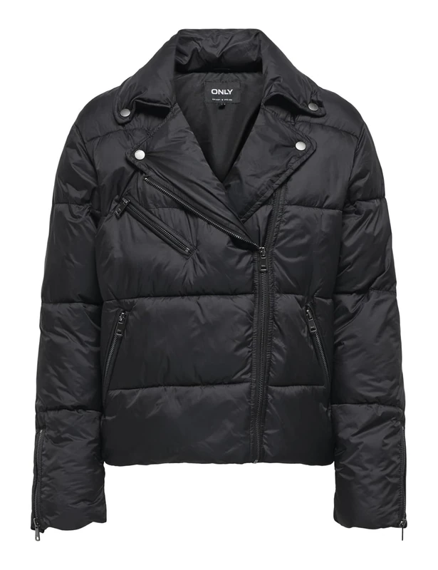 ONLY Women's Onlvanilla Puffer Biker Jacket OTW Quilted, Black, M