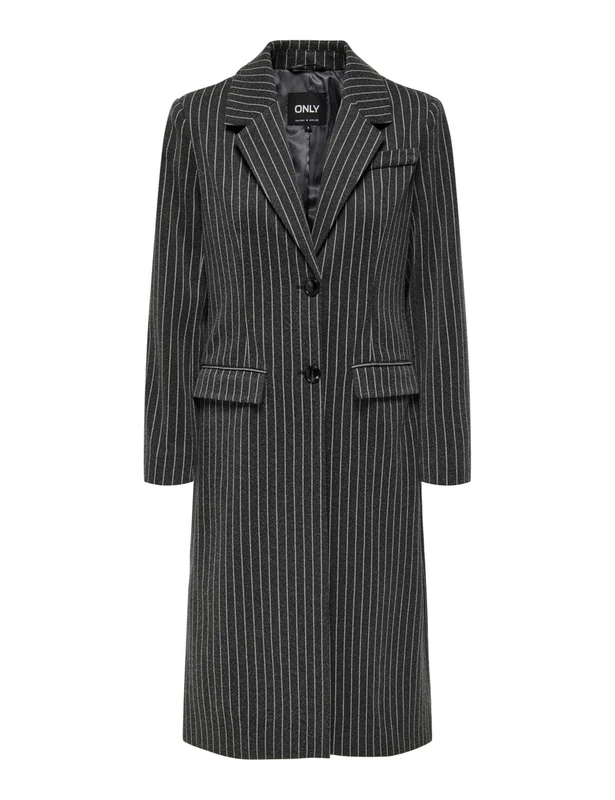ONLY Women's Onlveronica Pinstripe Coat Life OTW Coat, Grey, M, gray, M