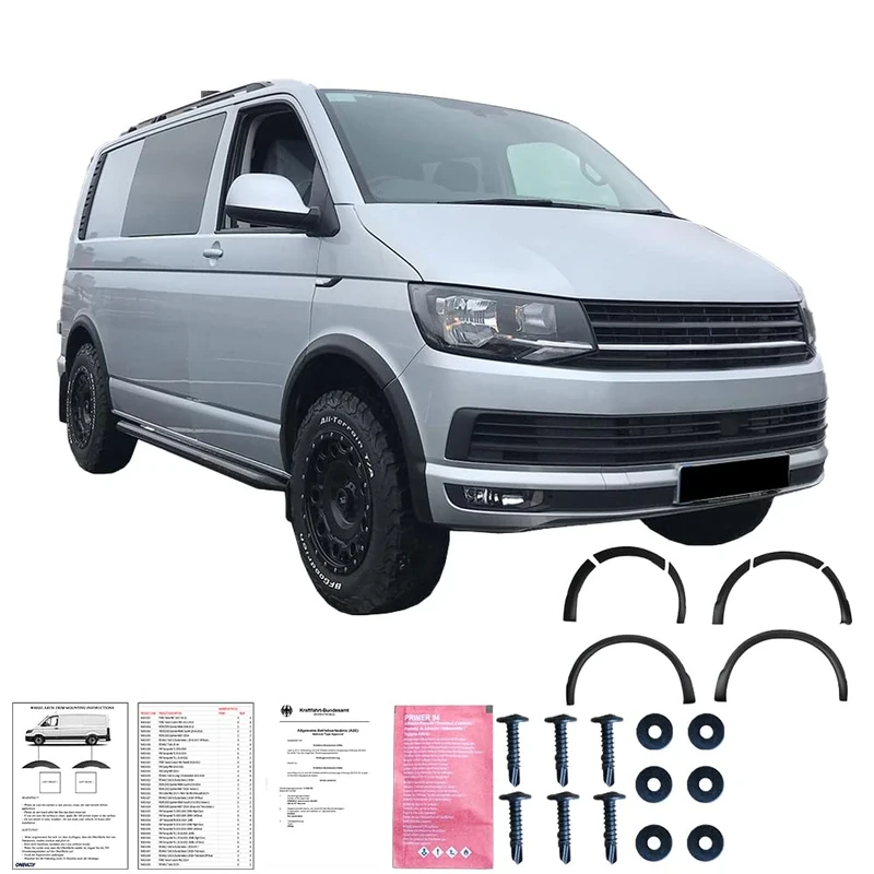 Oneway Set Wheel Arch Trims compatible with Volkswagen Transporter T6 2015-2019 (Short wheel base) - Matt black