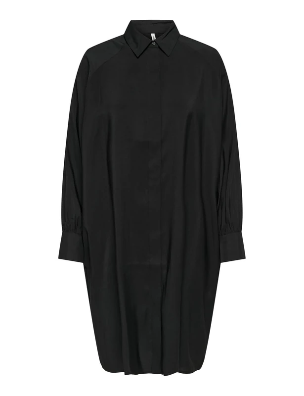 ONLY Women's Onlmila Life L/S Oversize Shirtdress Ptm Dress, Black, L
